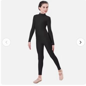 Kids Ballet Skate Dance Gymnastics Full Body Leotard Black Long Sleeves Sz.M/8